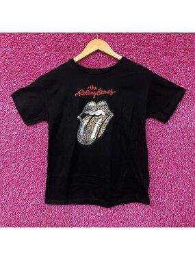 Rolling Stones Leopard Print Tongue Graphic T-Shirt XL